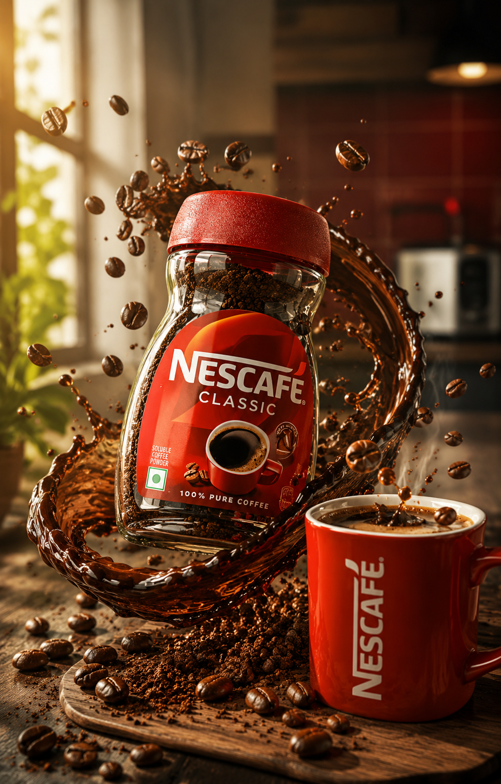 Nescafe Classic coffee splash product advertising visual
